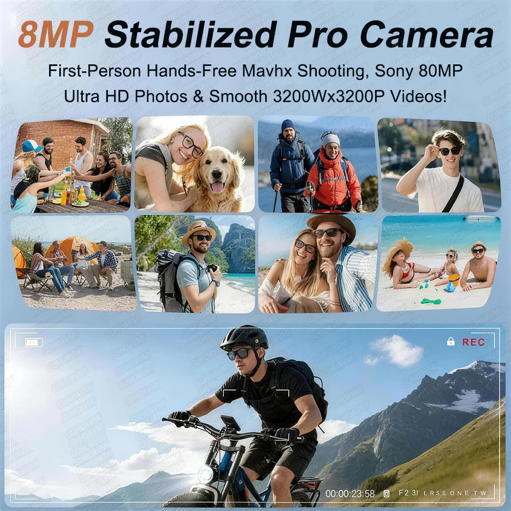 2026 New 32G Memory 800W 4K Camera Smart Glasses Men Photos&Videos 3600mAh Power Bank 120+Languages Translation AI Glasses Women