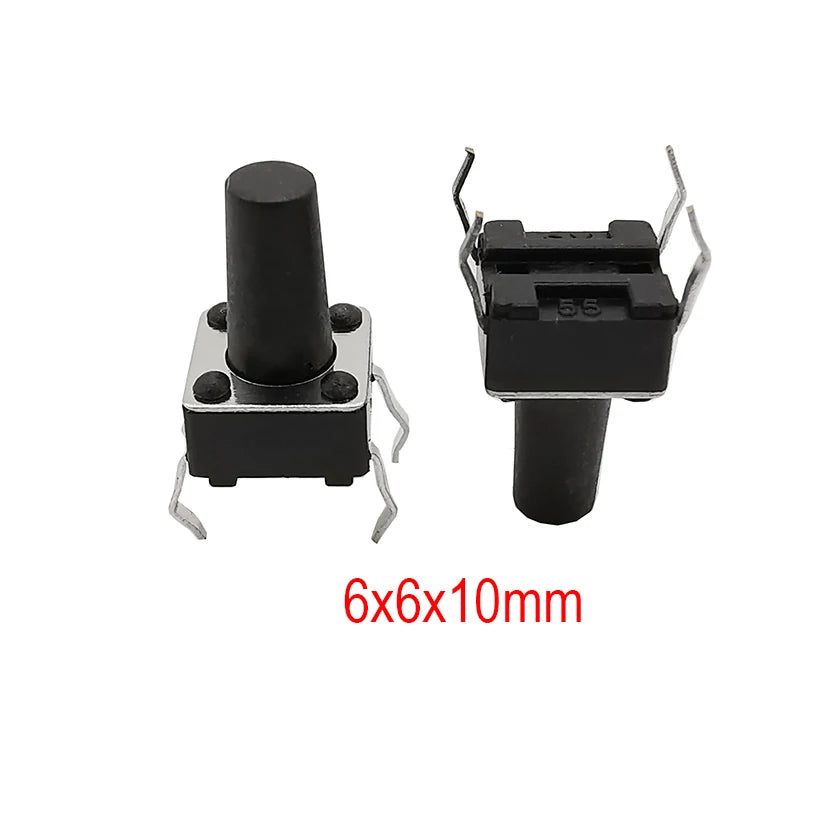 50Pcs 6x6mm Tactile Tact Mini Push Button Switch PCB Panel Momentary DIP 4 Pin Self-Reset Switch 6*6*4.3/5/6/7/8/9/10/11/12/13MM