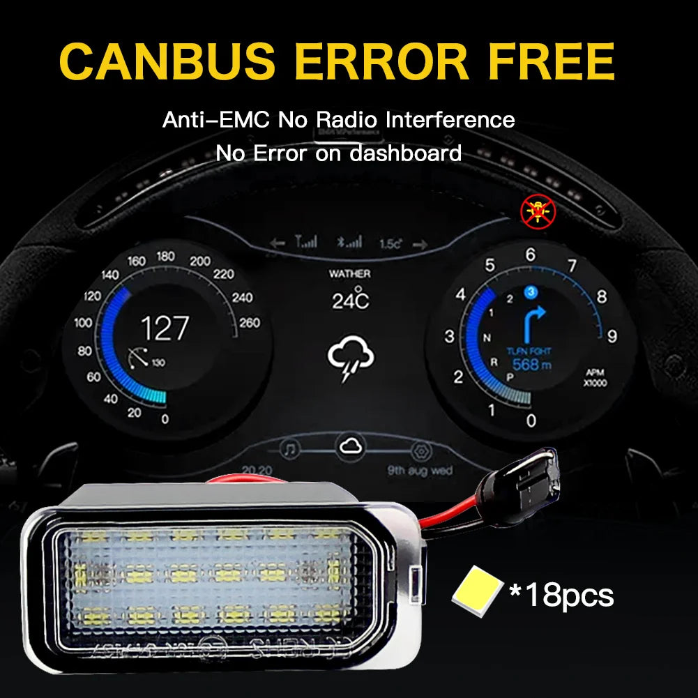 2Pcs LED License Number Plate Light Lamps For Ford Escape Ranger Kuga 1 2 C-MAX Focus 2 3 Ecosport Edge Fiesta 6 7 Mondeo 4 5