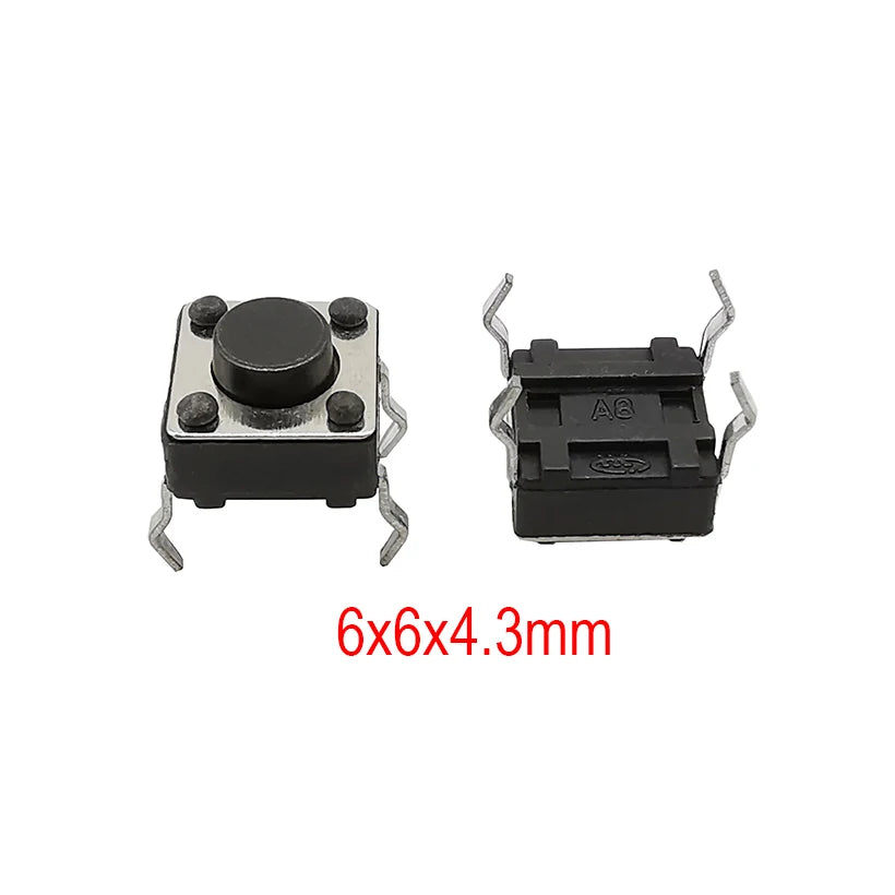 50Pcs 6x6mm Tactile Tact Mini Push Button Switch PCB Panel Momentary DIP 4 Pin Self-Reset Switch 6*6*4.3/5/6/7/8/9/10/11/12/13MM