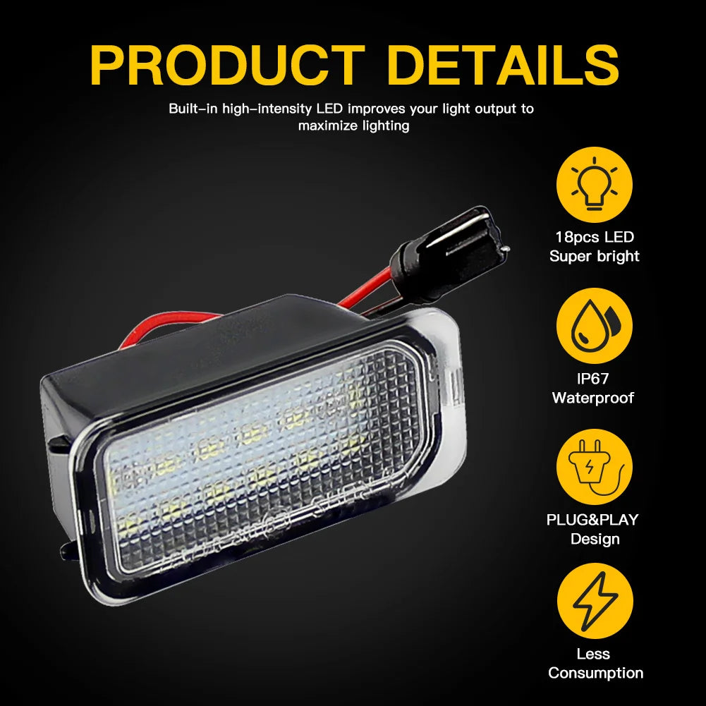 2Pcs LED License Number Plate Light Lamps For Ford Escape Ranger Kuga 1 2 C-MAX Focus 2 3 Ecosport Edge Fiesta 6 7 Mondeo 4 5