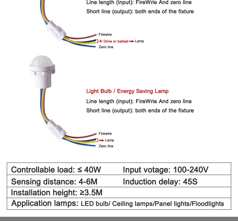 10/8/5/3/1PCS Motion Sensor 110V 220V Smart Switch Pir Infrared Motion Sensor Smart Home Human Body Automatic Sensor Night Lamp