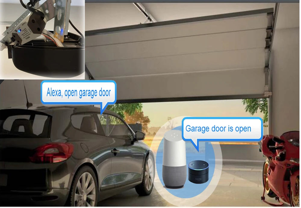 Smart Garage Door Opener Controller, EU plug, Work with Alexa, Echo, Google Home, SmartLife, Tuya App Control, No Hub Required