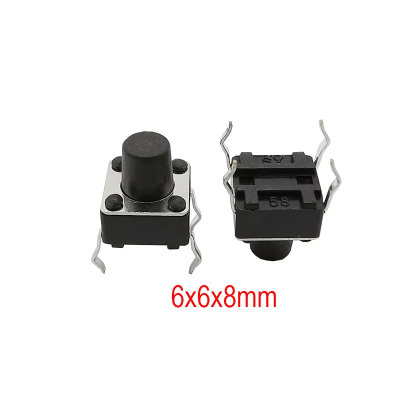50Pcs 6x6mm Tactile Tact Mini Push Button Switch PCB Panel Momentary DIP 4 Pin Self-Reset Switch 6*6*4.3/5/6/7/8/9/10/11/12/13MM