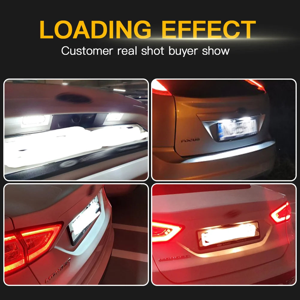 2Pcs LED License Number Plate Light Lamps For Ford Escape Ranger Kuga 1 2 C-MAX Focus 2 3 Ecosport Edge Fiesta 6 7 Mondeo 4 5