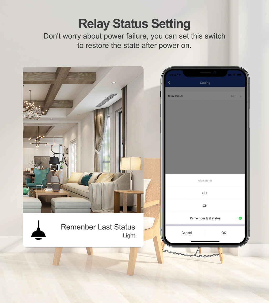Tuya Wifi Smart Switch Module Supports 2 Way Control, App Remote Control DIY Light Breaker 100-240V Work with Alexa Google Home