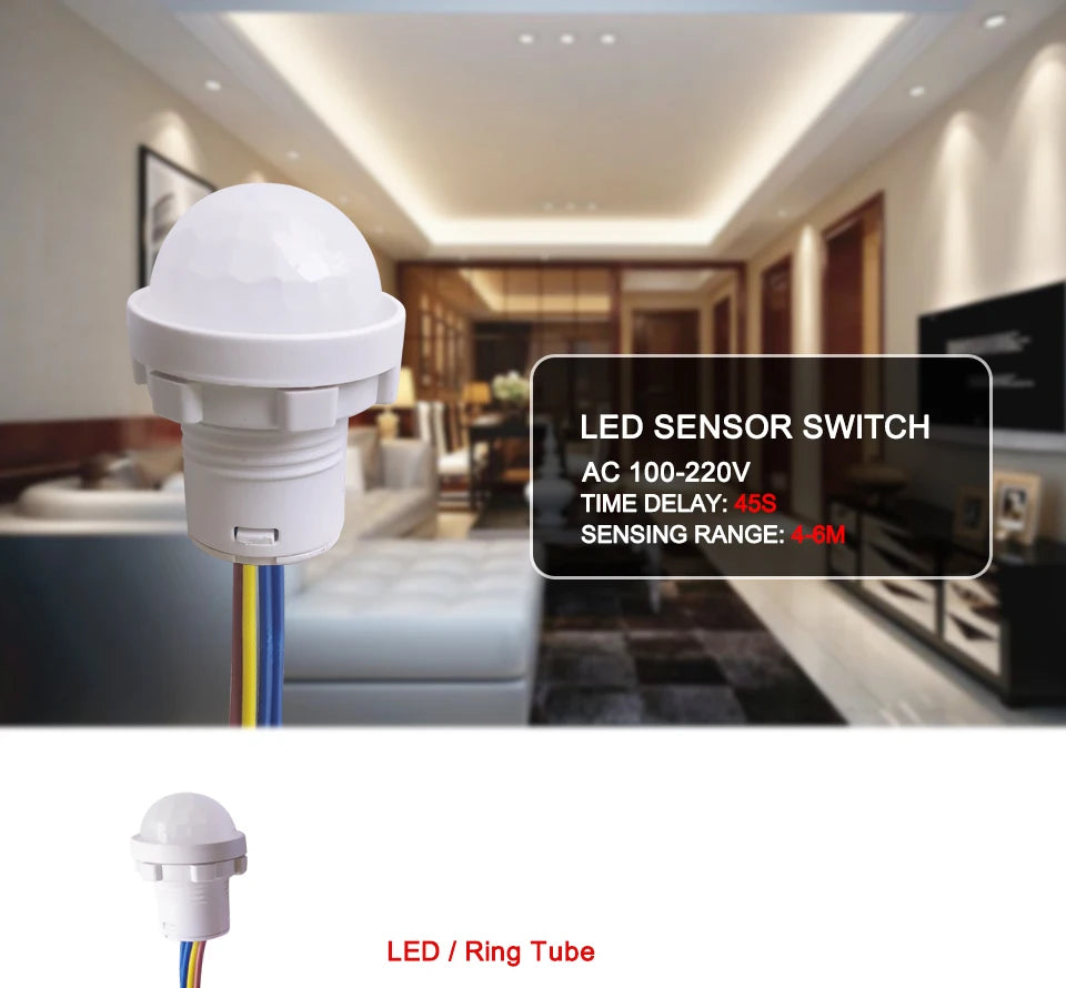 10/8/5/3/1PCS Motion Sensor 110V 220V Smart Switch Pir Infrared Motion Sensor Smart Home Human Body Automatic Sensor Night Lamp