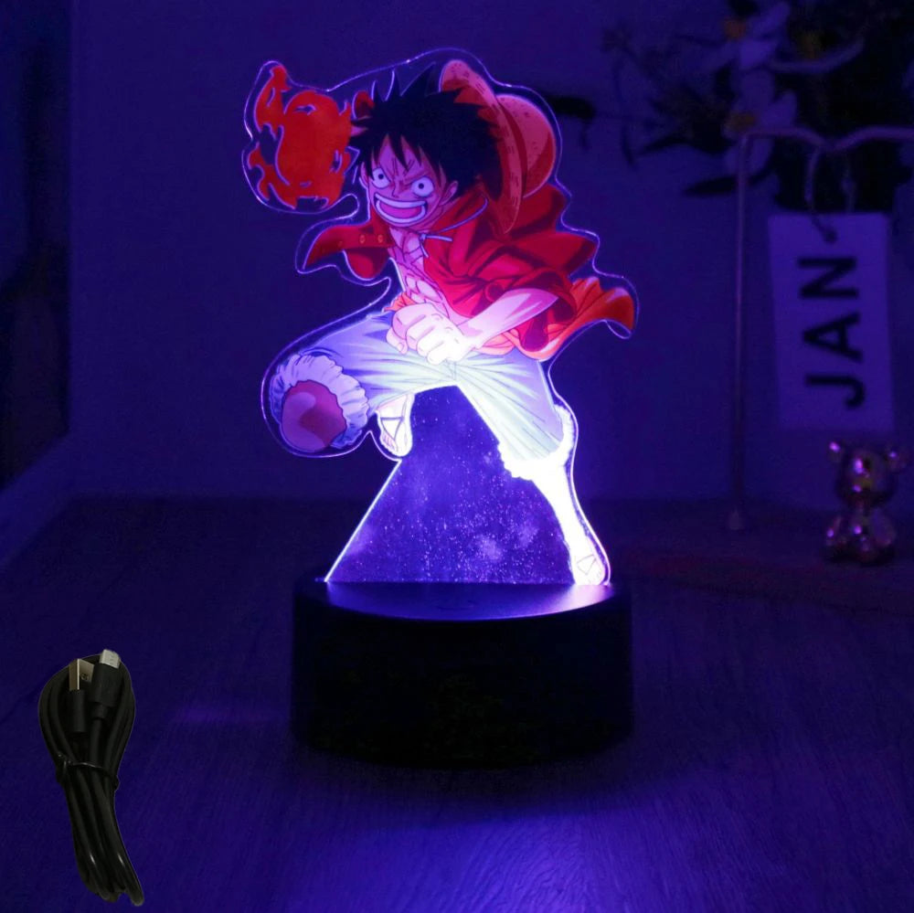 LED Night Light Anime Figure One Piece Luffy Zoro Figures Lamp PVC Action Collection Bedside Table Decoration Kid Christmas Gift