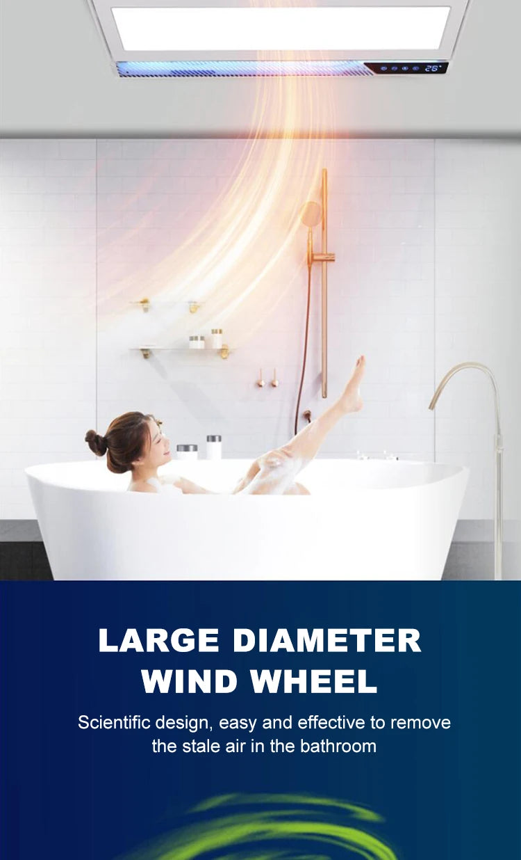 300*600mm Smart Bathroom Heater  Air Conditioning Smart Thermostatic Ceiling Light Mobile App Bathroom Heater 2400W 2600W
