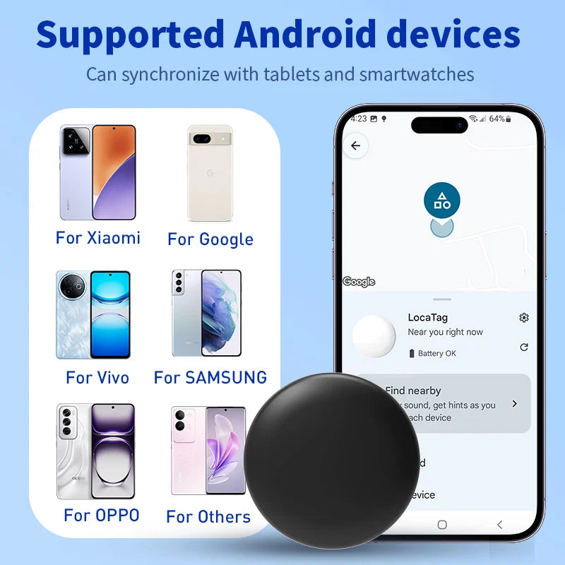 Smart Android Tracker work with Google's Find Hub App for Samsung Moto Finder Items Security Locator Protective Shell Optional