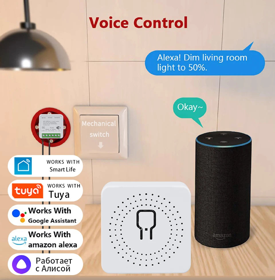 16A 20A Tuya WiFi Smart Switch 2-way Control Mini Smart Breaker Work With Smart Life Alexa Google Home Alice