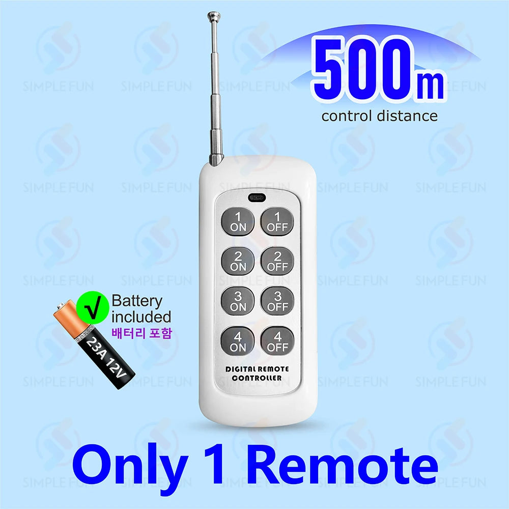 433Mhz Wireless Remote Control Light Switch DC 6V 12V 24V 30V 36V 10A Relay Receiver 500m Range,for LED Pumps Fan Magnetic Lock