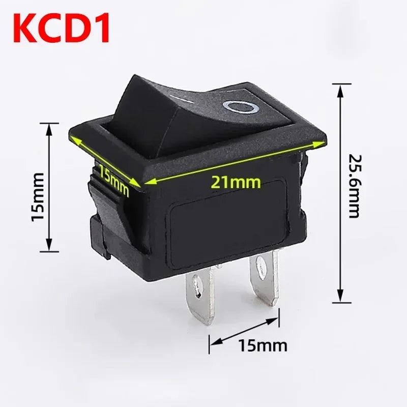 5/20/100Pcs KCD1 Boat-shape Switch 2Pin Power Switch ON-OFF Snap-in Rocker Switch KCD Switches kcd1 10*15mm/15*21mm
