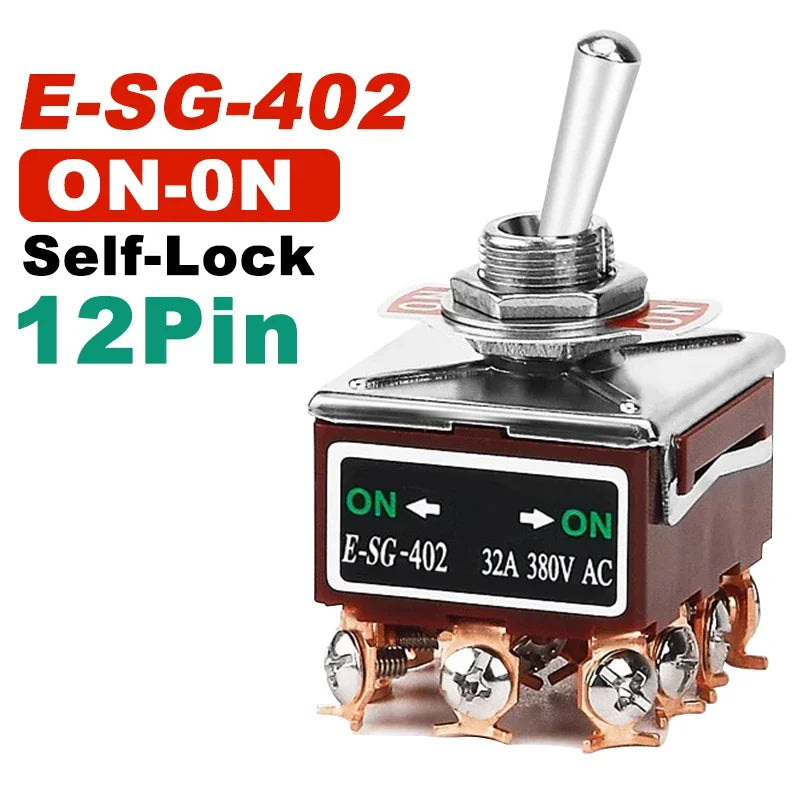 Copper Pin High Current Toggle Switch 2/3/4/6/8/9/12Pin Self Locking Rocker Switch E-SG-1321/1322/1021/1121/123/223