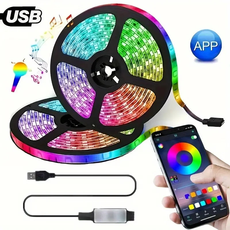 1/2/3/5M LED Strip Light Color Changing APP Music Sync RGB USB Flexible Lights For Children Gaming Room Home Party TV Backlight