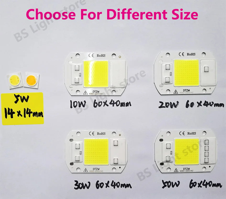 LED Chip COB 50W LED Bulb High Power LED 220V 10W 20W 30W 5W Light Bulbs Lamp 220V LED Matrix for Outdoor Floodlight Spotlight