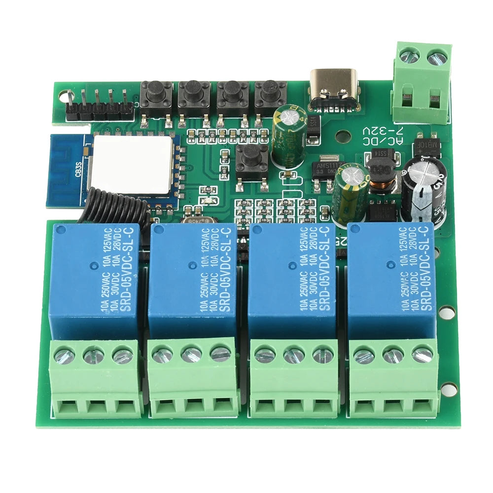 4CH Wifi Relay Smart Wireless Switch Module USB 5V DC/AC 7-32V RF 433MHz Smart Home Lifestyle Switch With Tuya