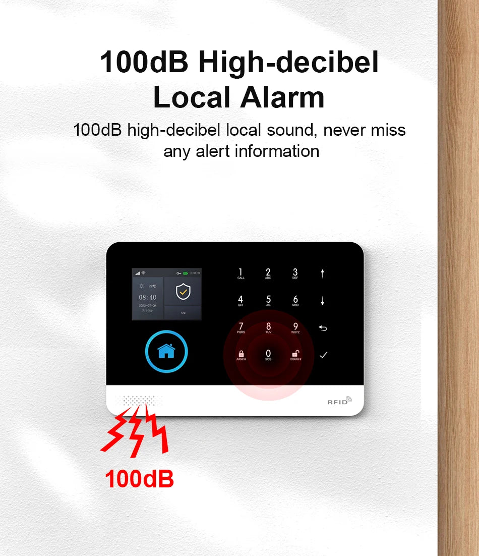 Smart Home WiFi GSM Alarm System for Home with Motion Sensor Wireless Siren Night Vision IP Camera Works with Tuya Support Alexa