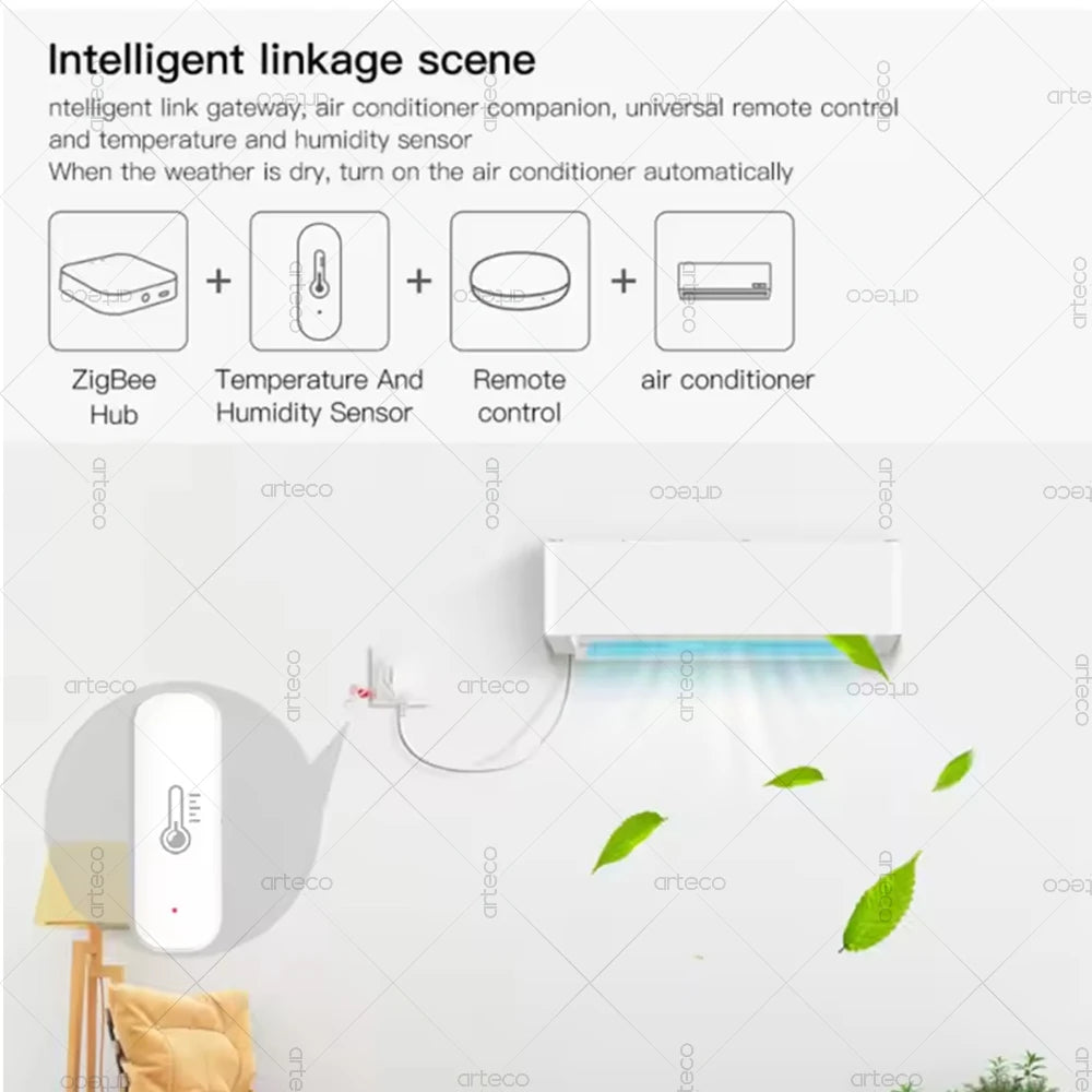 Smart ZigBee Temperature And Humidity Sensor App Monitoring Indoor Mini Hygrometer Thermometer Works With Alexa Home Assistant