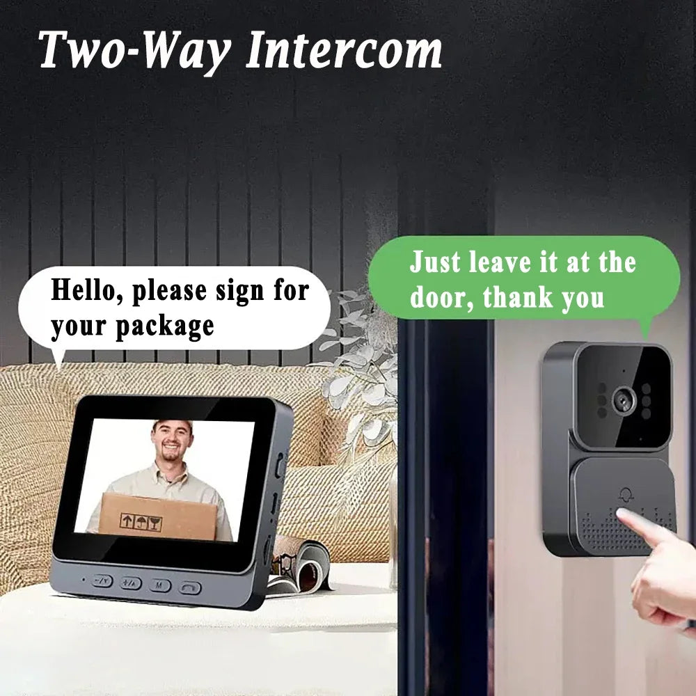 Smart WiFi 2.4G Wireless Doorbells Video Intercom Camera Inteligente Night Vision 4.3inch HD Screen For Security Home Apartment