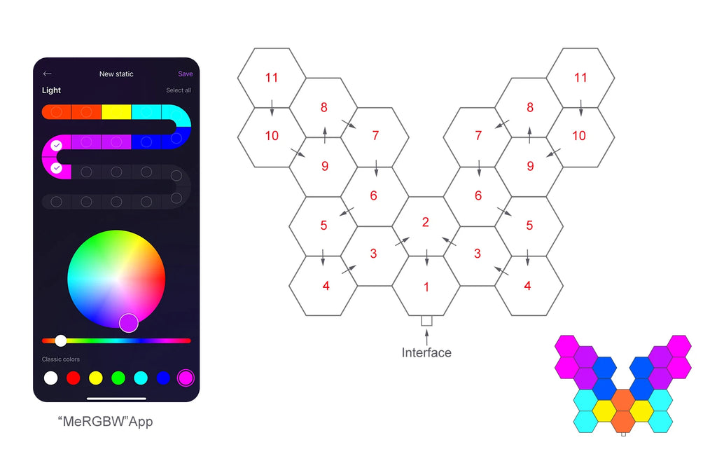 Smart LED Hexagonal Wall Light Quantum Panel APP DIY Music Sync Night Light Game Room Bedroom Home Decor Birthday Christmas Gift