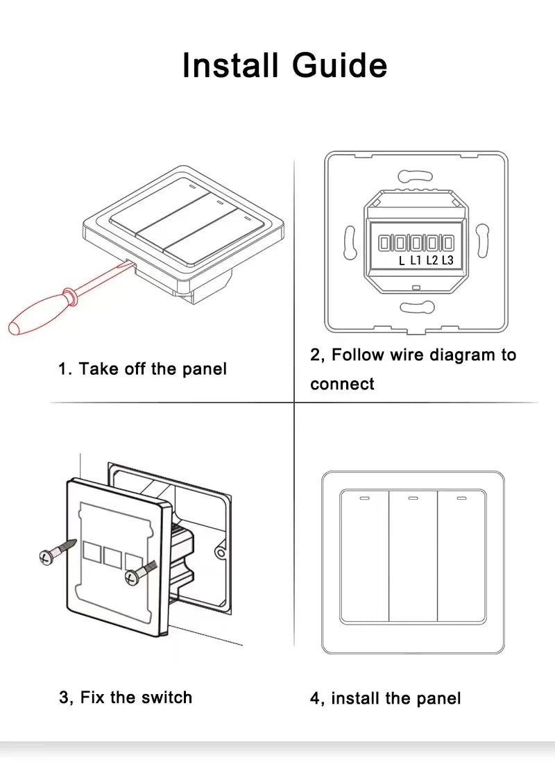 For Apple Homekit Smart Light Switch Panel Switch Remote Control Wall Switches 1/2/3 Gang Smart Home Wifi Switch Works With Siri