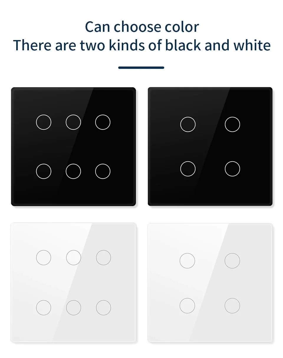 WiFi Smart Switch Brazil Standard 4x4 Size Tuya Smart Life Touch Sensor 4/6 Gang Light Switch Voice Control Alexa Google Home