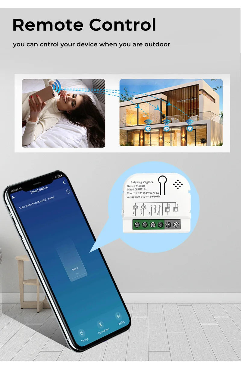 Tuya Zigbee3.0 Smart Switch 1/2 Gang Home Automation Timer Relay with KWh Power Monitor Smart Life APP Voice for Alexa Google