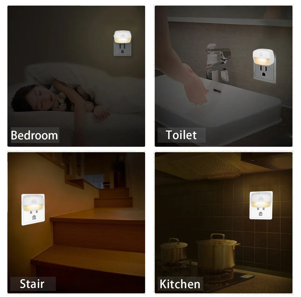 Motion Sensor LED Night Light EU/US Plug in Socket 3 Modes Night Lamp For Room Kitchen Hallway Human Induction Emergency Lightin