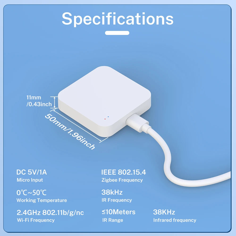 Tuya Zigbee 3.0 Gateway IR Remote Control Hub WiFi Mesh Bridge Smart Life App Compatible with Alexa Google Home