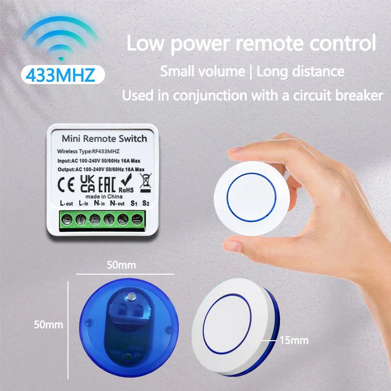 10A Relay Receiver Module Transmitter Light Switch Wireless Universal 433MHz Remote Control Switch for Smart Home LED Fan DIY