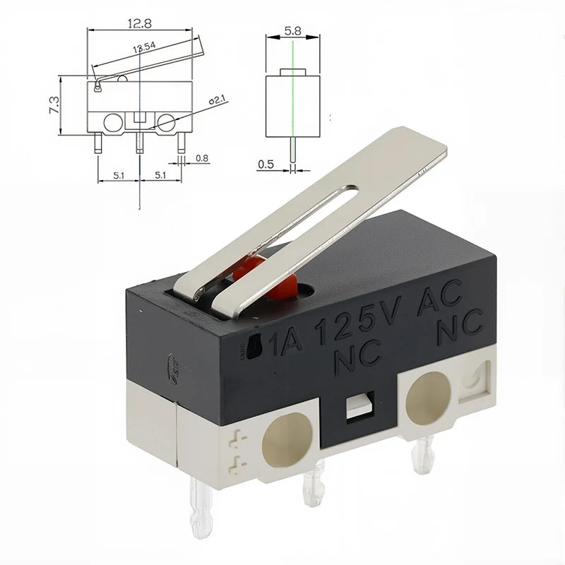 20PCS Mini Micro Limit Switch C NO NC 3 Pins PCB Terminals SPDT 1A 125V Roller Arc lever Snap Action Push Micro Mouse switches