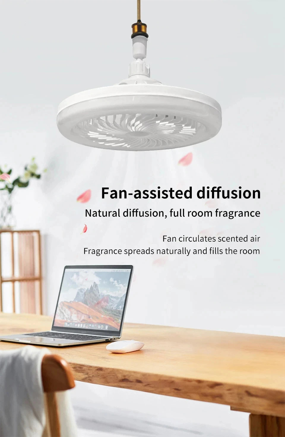 2 In 1 Energy Saving Remote Control Ceiling Fan Lamp Infinitely Dimmable E27 Base Bottom Noise Mute LED Decorative Light 85-265V