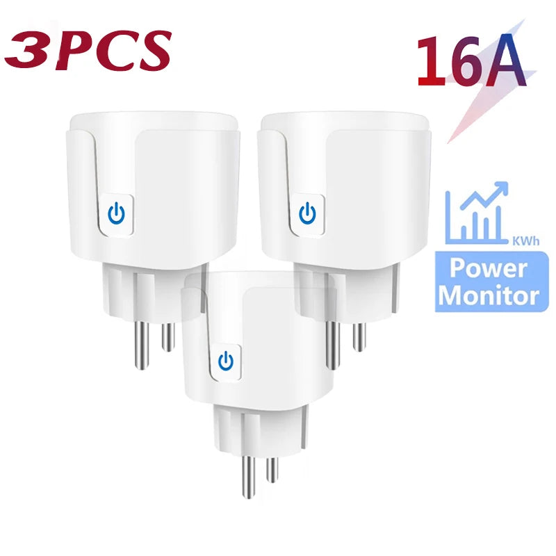 TUYA Smart Plug WiFi Socket EU 16A/20A With Power Monitor Timing Function Voice Control Works With Alexa Google Home