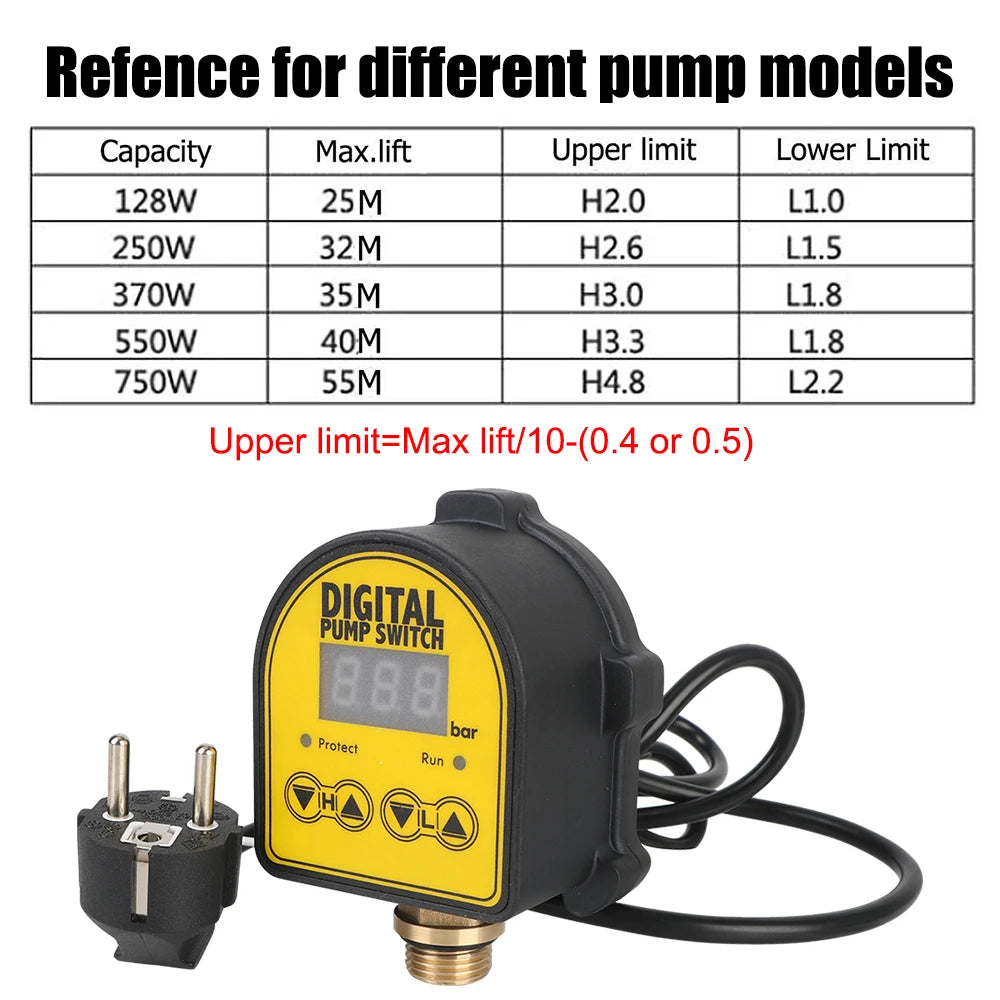0-10 Bar 1/2'' interface 220V Digital Automatic Air Pump For Water Pump On/OFF Water Oil Compressor Pressure Controller Switch