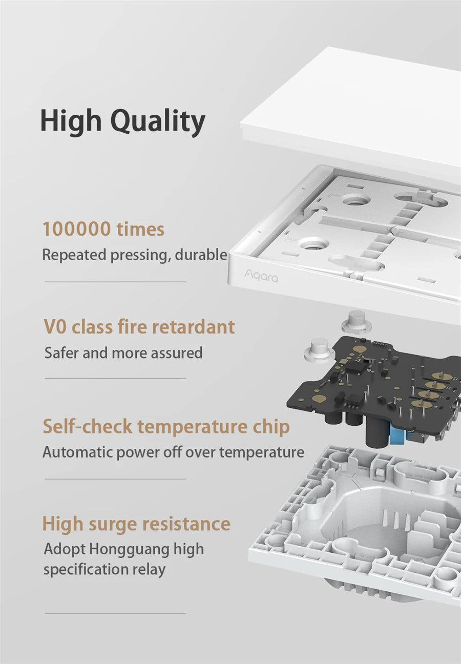 Aqara Smart Wall Switch E1 ZigBee 3.0 Wireless Smart Home Light Button No With Neutral Fire Wire For Xiaomi Mi Home Homekit APP