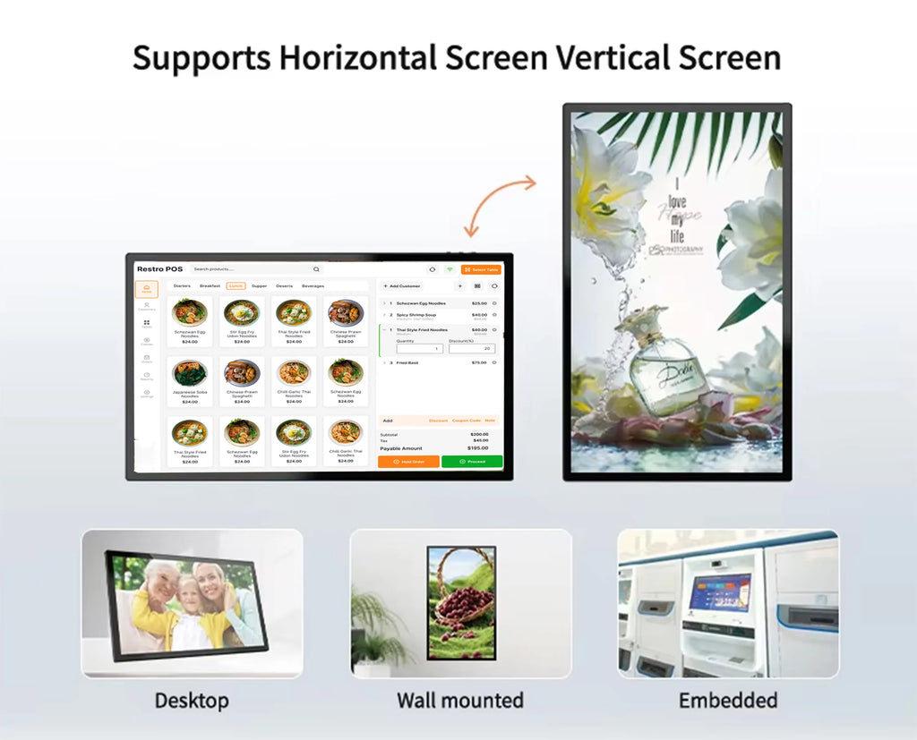 Smart Home Tablet Wall Mount with Double-Sided Lights 15.6 Inch FHD Touch Screen Android 14 8-Core 4G 64G POE for Home Assistant