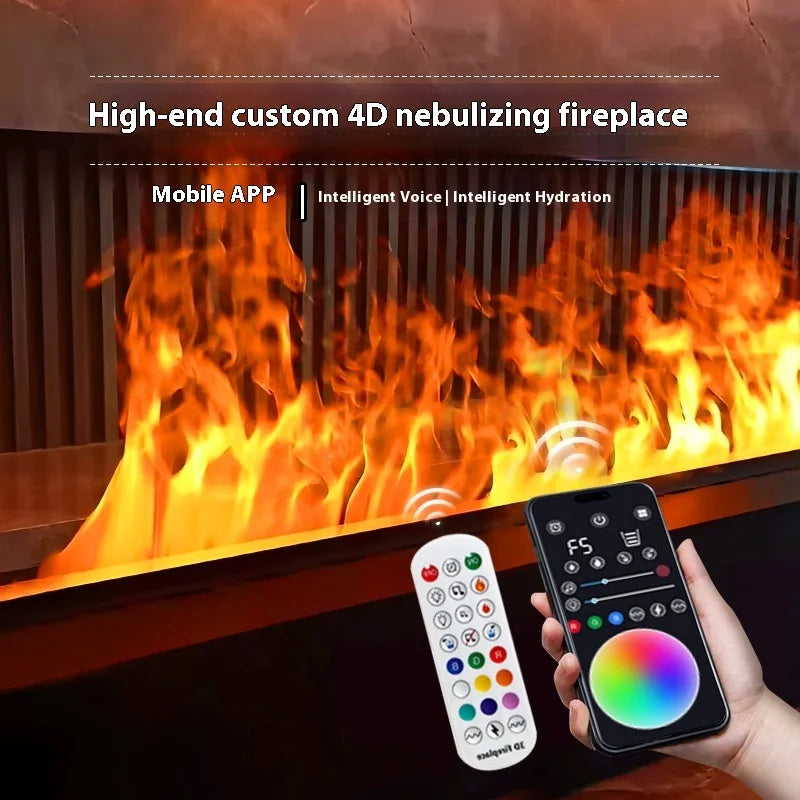 Smart Home 3D Fireplace Water Steam Humidifier LED Decorative Flame TV Wall Sound Of Firewood Cracking Vapour Electric Fireplace