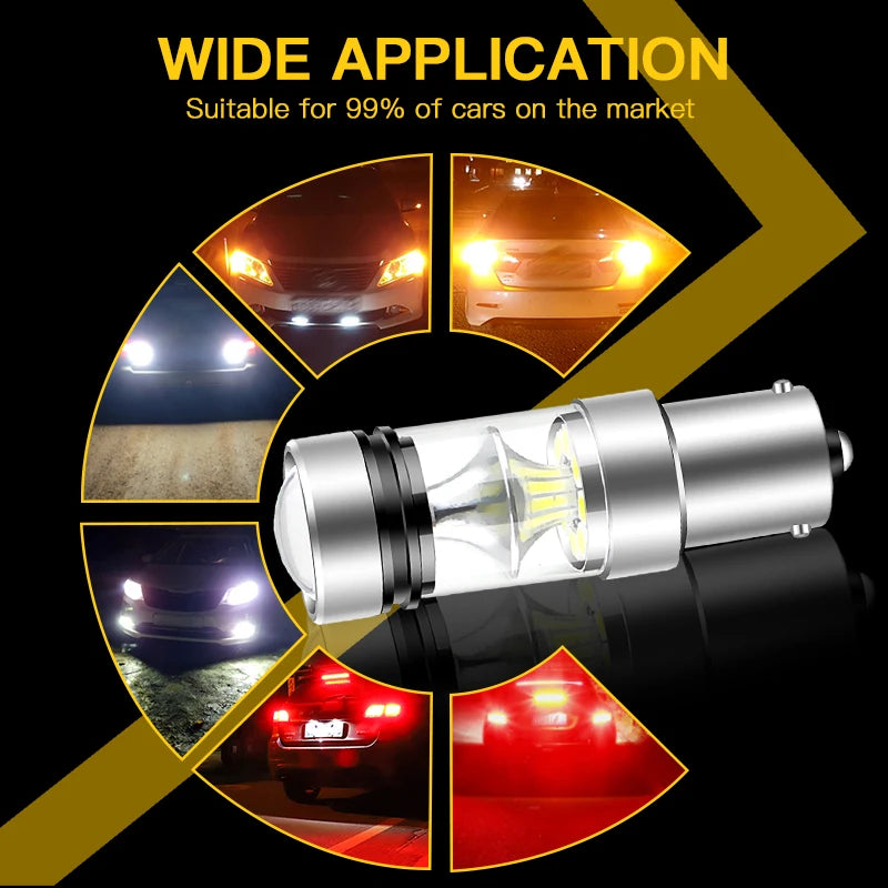 2pcs For VW T5 T5.1 T6 Transporter LED Daytime Running Light DRL Bulb Lamp Canbus No Error P21W BA15S 1156