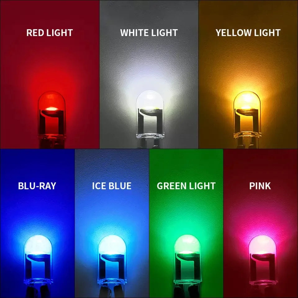 10Pcs Led T10 Car Light COB Glass 6000K White Auto Automobiles License Plate Lamp Dome Read DRL Bulb Style 12V Led Light for Car