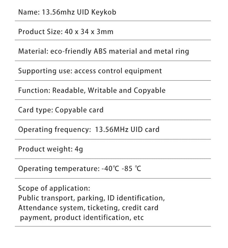 5/10/20PCS 13.56Mhz RFID UID Token Copy Keykobs Changeable Attendance Management UID Clone Keychain Tag For Mif 1k S50 Writable
