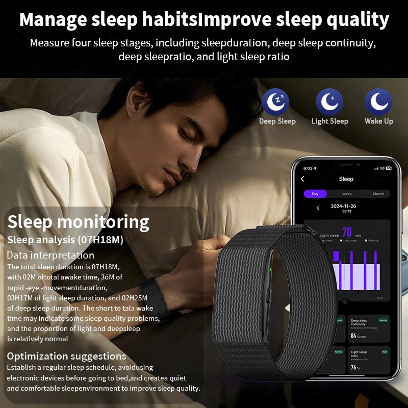 New GPS Trajectory AI Health Bracelet Heart Rate Blood Pressure HRV Monitor Call Reminder Smart Watch Sport Band Fitness Tracker