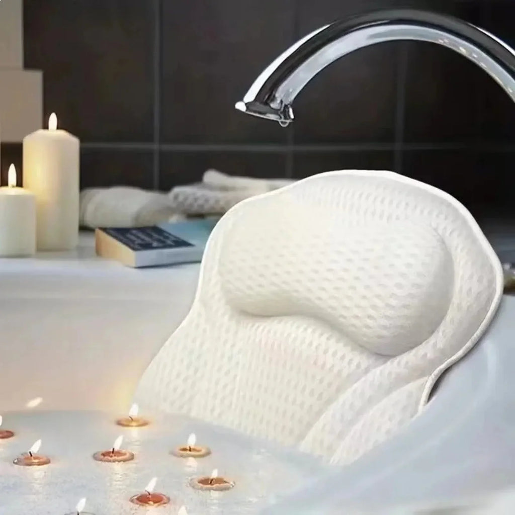 Bathtub Pillow for Tub, Bath Pillow for Neck & Back Support with Strong Suction Cups, Soft Spa Bath Pillow