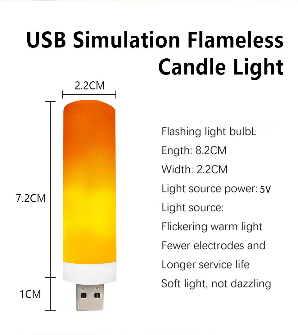 USB LED Simulated Flame Bulbs Night Light USB Lamp Atmosphere Light Candle Lights Night Lamp Camping Flame Light Effect Bulb