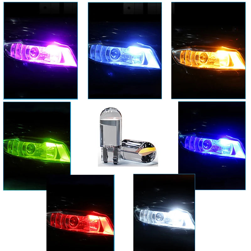 10Pcs Led T10 Car Light COB Glass 6000K White Auto Automobiles License Plate Lamp Dome Read DRL Bulb Style 12V Led Light for Car