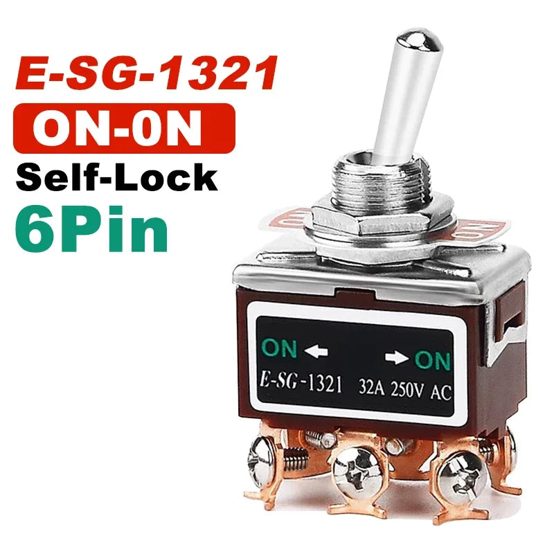 Copper Pin High Current Toggle Switch 2/3/4/6/8/9/12Pin Self Locking Rocker Switch E-SG-1321/1322/1021/1121/123/223