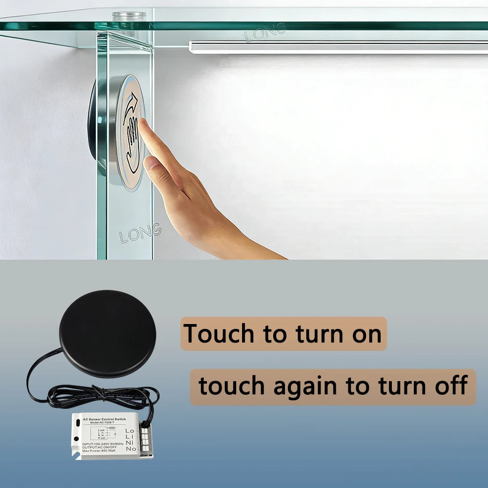Touch Switch Sensor AC220V LED Cabinet Closet No-Drilling Penetrating Wood Panel Hidden Touch Sensor For Wardrobe Cupboard
