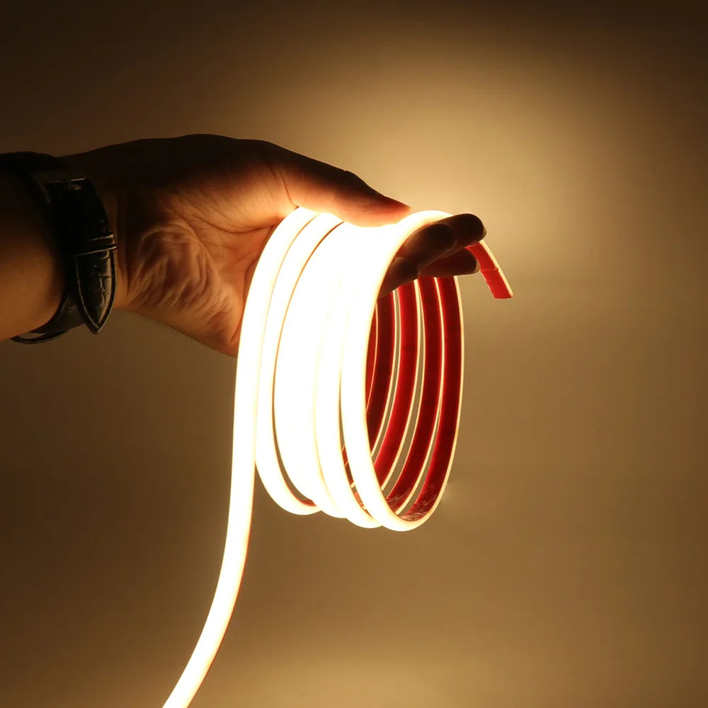 IP68 Waterproof COB LED Neon Strip Light 5m 10m 15m 20m 0.5m 12V 24V 320LED Flexible Tape Silicone Tube Lamp Liner Lighting RA90