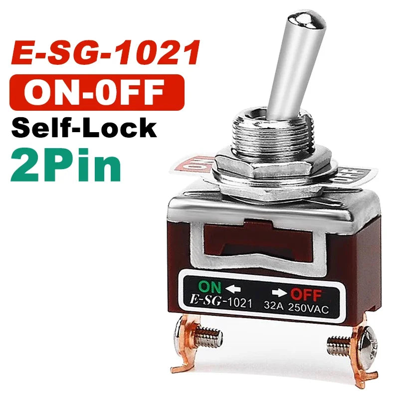 Copper Pin High Current Toggle Switch 2/3/4/6/8/9/12Pin Self Locking Rocker Switch E-SG-1321/1322/1021/1121/123/223
