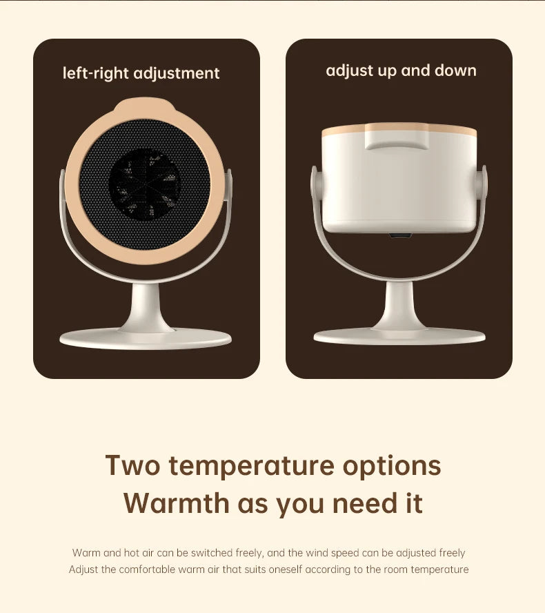 500W Electric Heater Quick Heating Compact 90° Adjustable Angle Portable Desktop Heater Silent Energy Efficient For Home Office